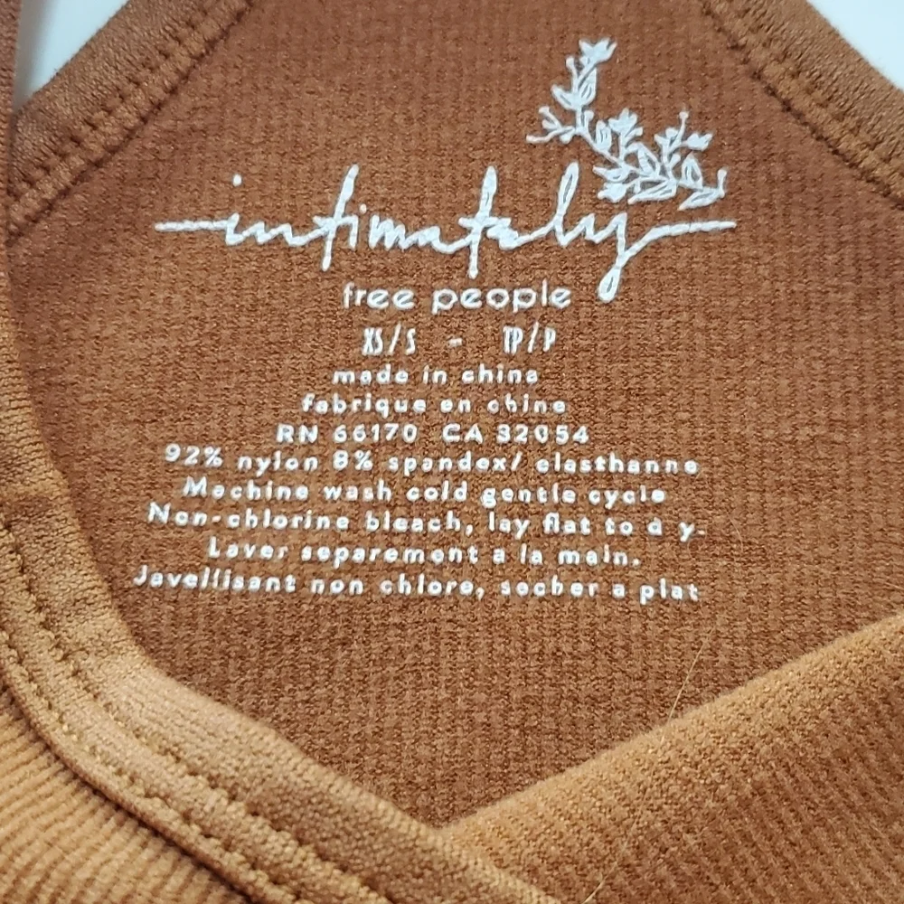 FREE PEOPLE 'Intimately' Nutmeg Brown Racerback Sleeveless Crop Top Tank XS / SM